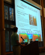 Jonathan Kellogg, UW School of Oceanography graduate student, presenting on oceanic variations in Puget Sound
