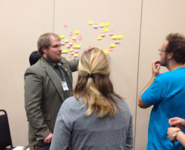 Workshop attendees work out a concept map