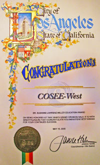 The Dr. Susanne Lawrenz-Miller Education Award, given to COSEE-West, Spring 2009