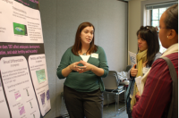 UW graduate student Amanda Bruner engages marine volunteers in a discussion about her marine research