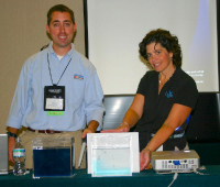 COSEE NOW members Chris Petrone and Lisa Ayers Lawrence conduct a density demonstration