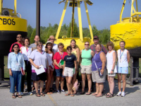 Coastal Trends Institute participants in front of CBOS buoys
