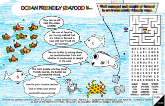 Placemat created by MARE students, focusing on sustainable seafood practices