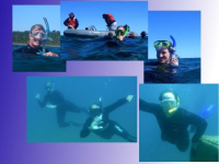 Teachers snorkeling on a shipwreck during the Lake Huron Exploration Workshop